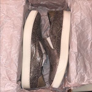 Snake skin slip on shoes